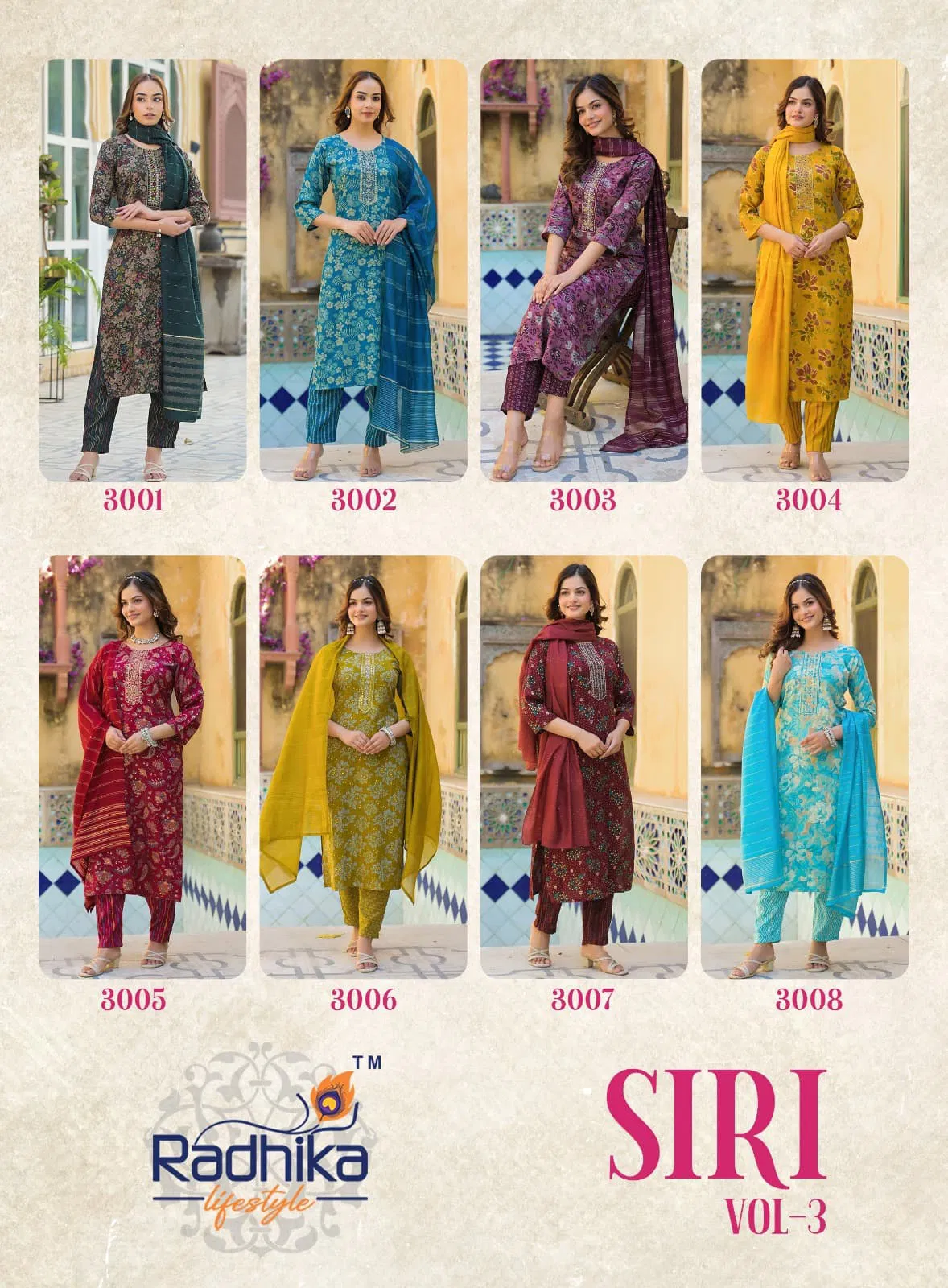 Siri Vol 3 By Radhika Rayon Printed Kurti With Bottom Dupatta Exporters In India